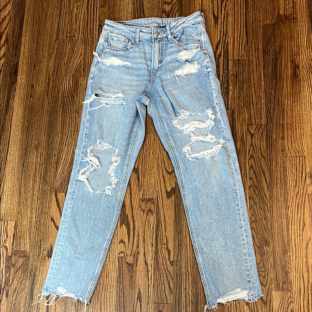 American Eagle Outfitters Blue Boyfriend Jeans Distressed